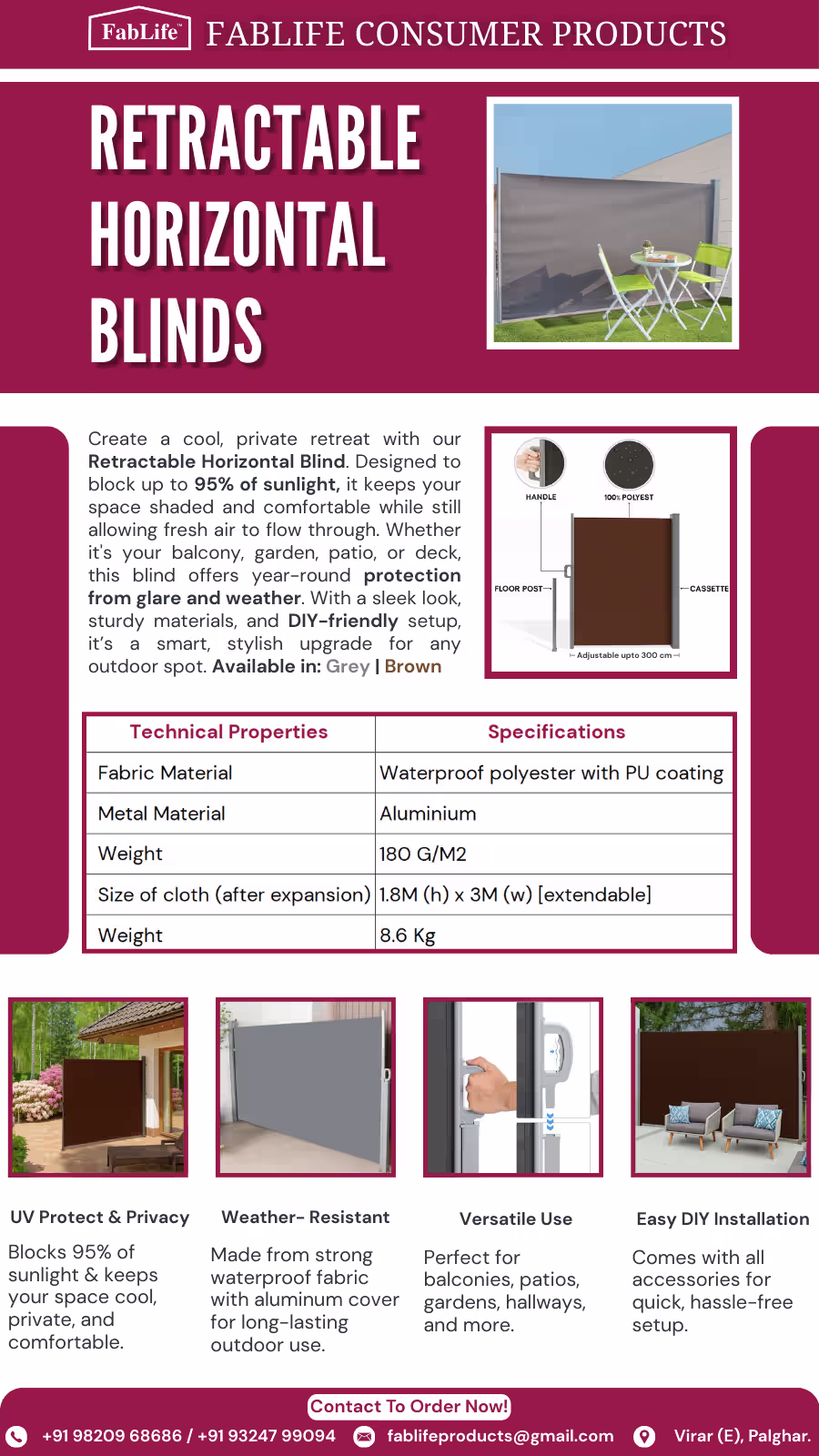 Retractable Horizontal Blinds for Outdoor Spaces